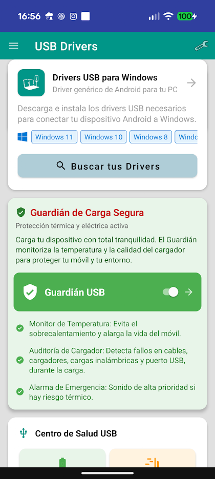 USB Drivers main screen