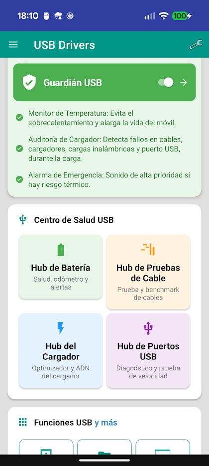 USB Health Center in the USB Drivers app