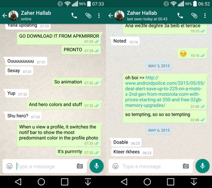 New beta of WhatsApp with Material Design 2