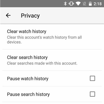 Pause Watch History added on YouTube V10.18 1