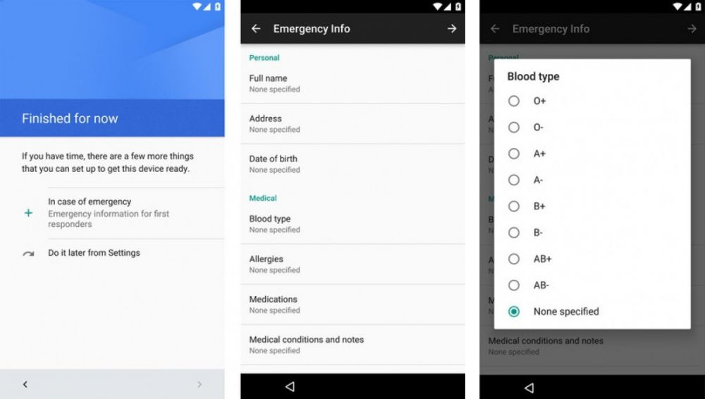 Android N will implement a new Emergency Info screen 1